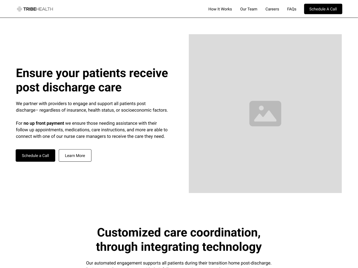 Annotated wireframe beside the live homepage