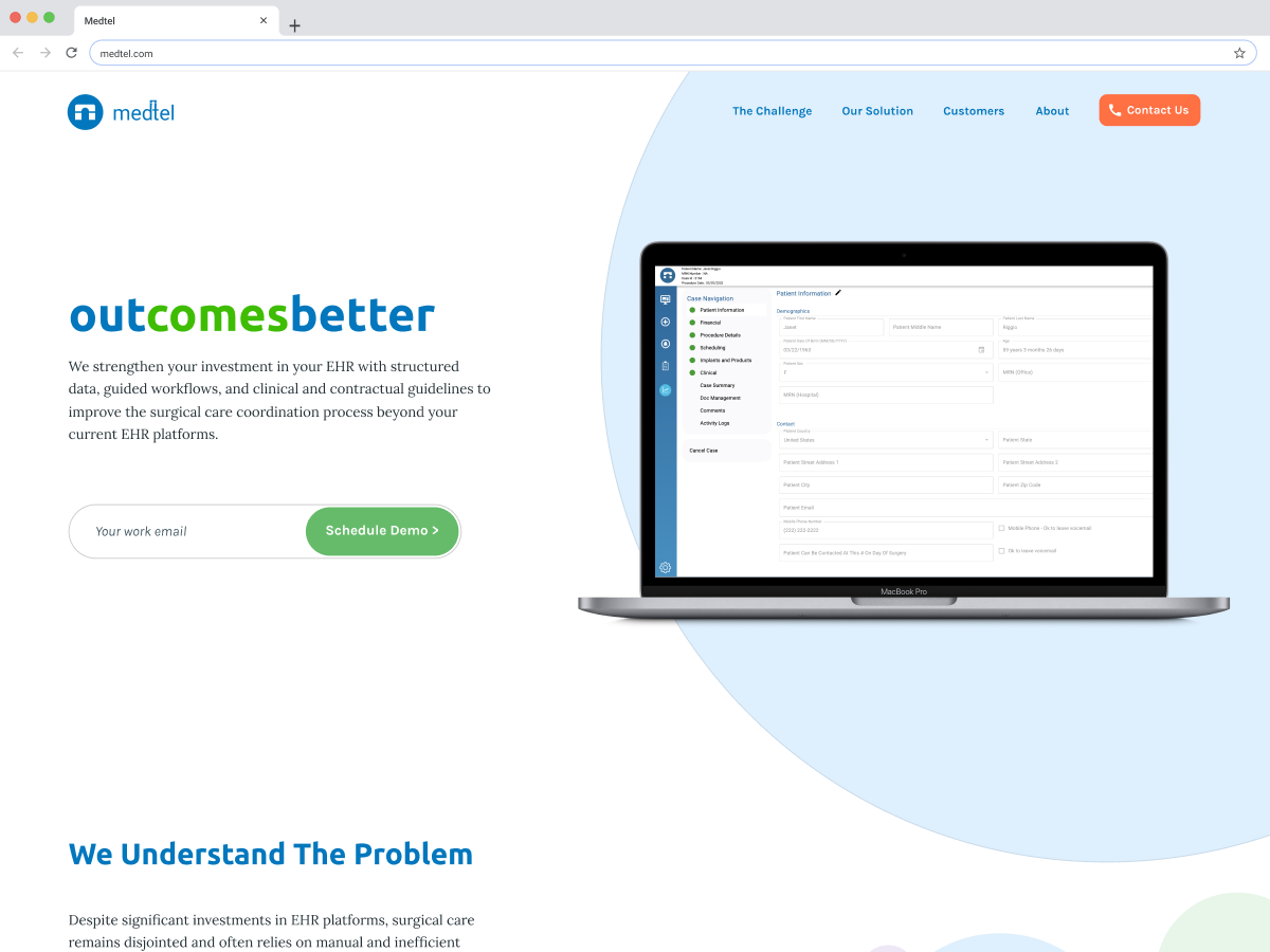 Medtel website homepage