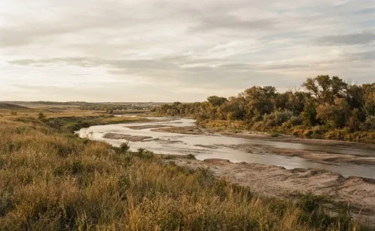 The Platte River winding through prairie near Cozad