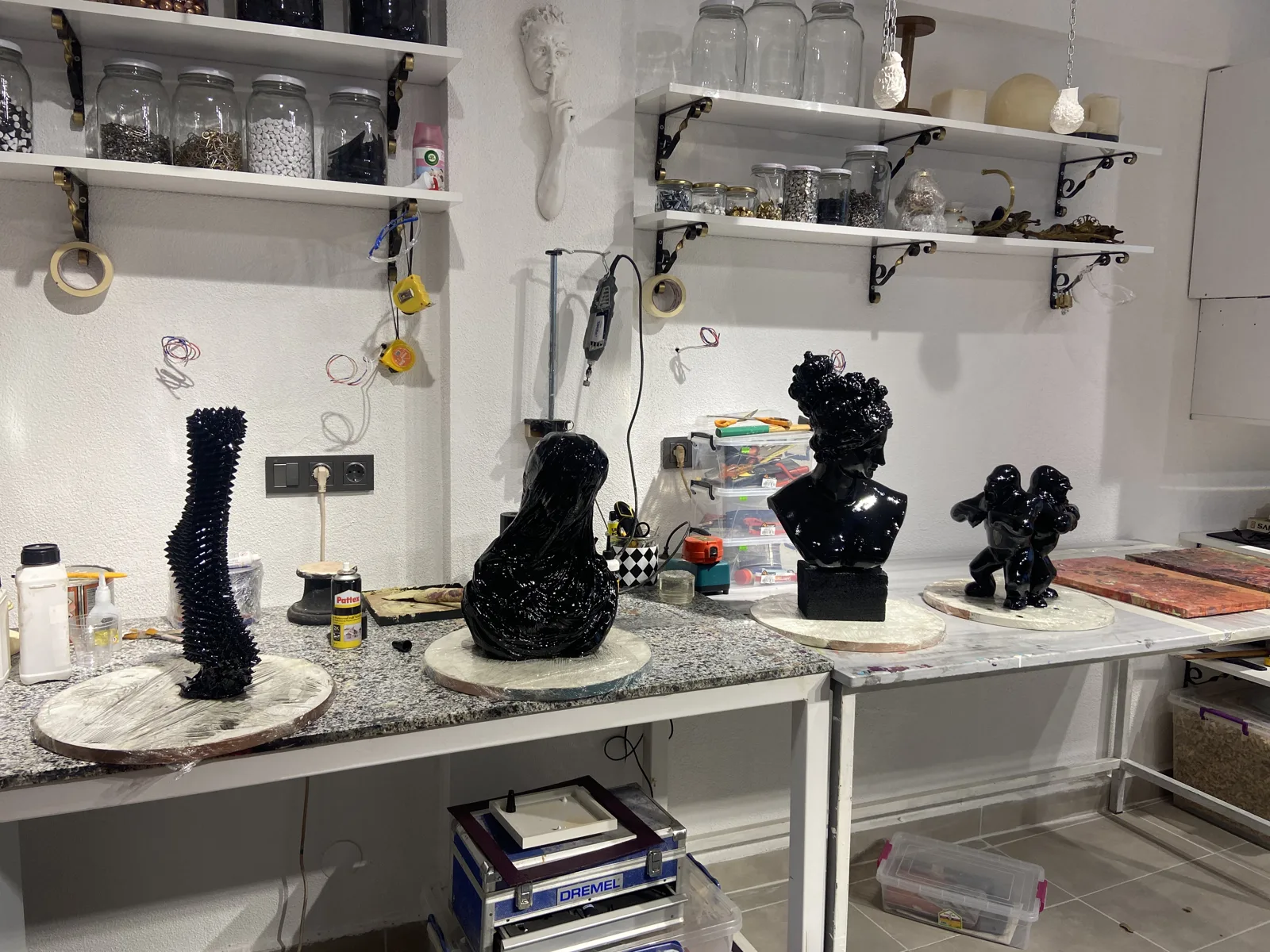 Sculptures being finished in the workshop — Zeynep Didem Bardakcı