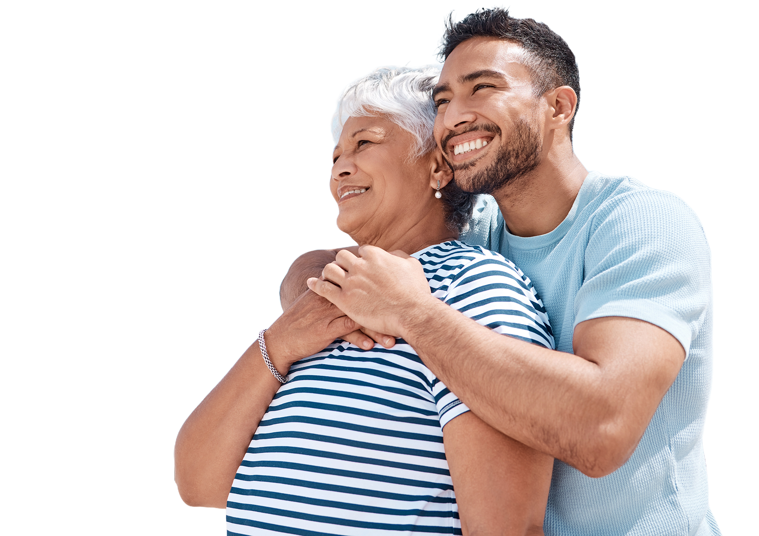 Young man hugging his mother