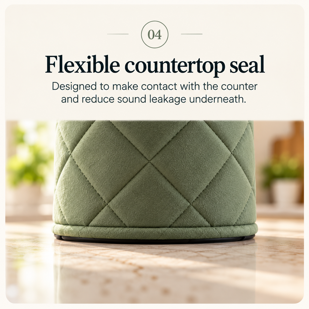 Flexible countertop seal detail of The Shoosh