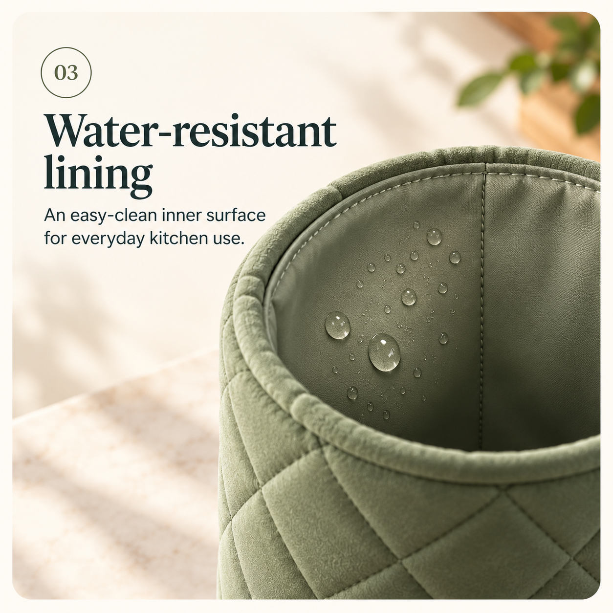 Water-resistant lining detail of The Shoosh