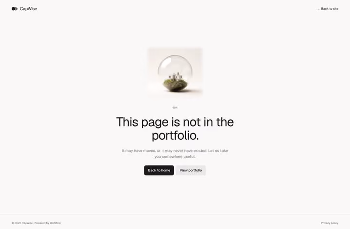 CapWise 404 page preview