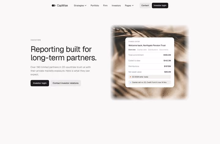 CapWise Investors page preview