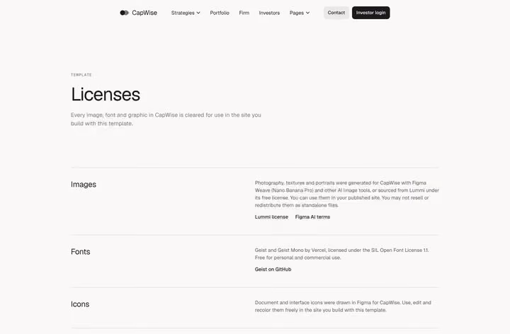 CapWise Licenses page preview