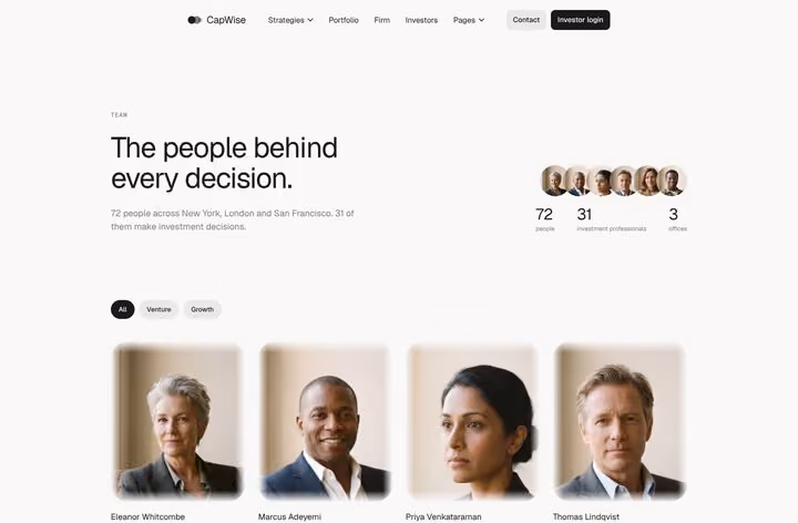 CapWise Team page preview