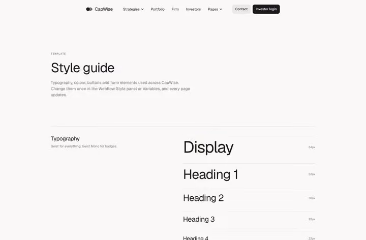 CapWise Style Guide page preview