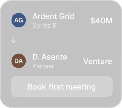 Founder intro card connecting Ardent Grid with a CapWise partner