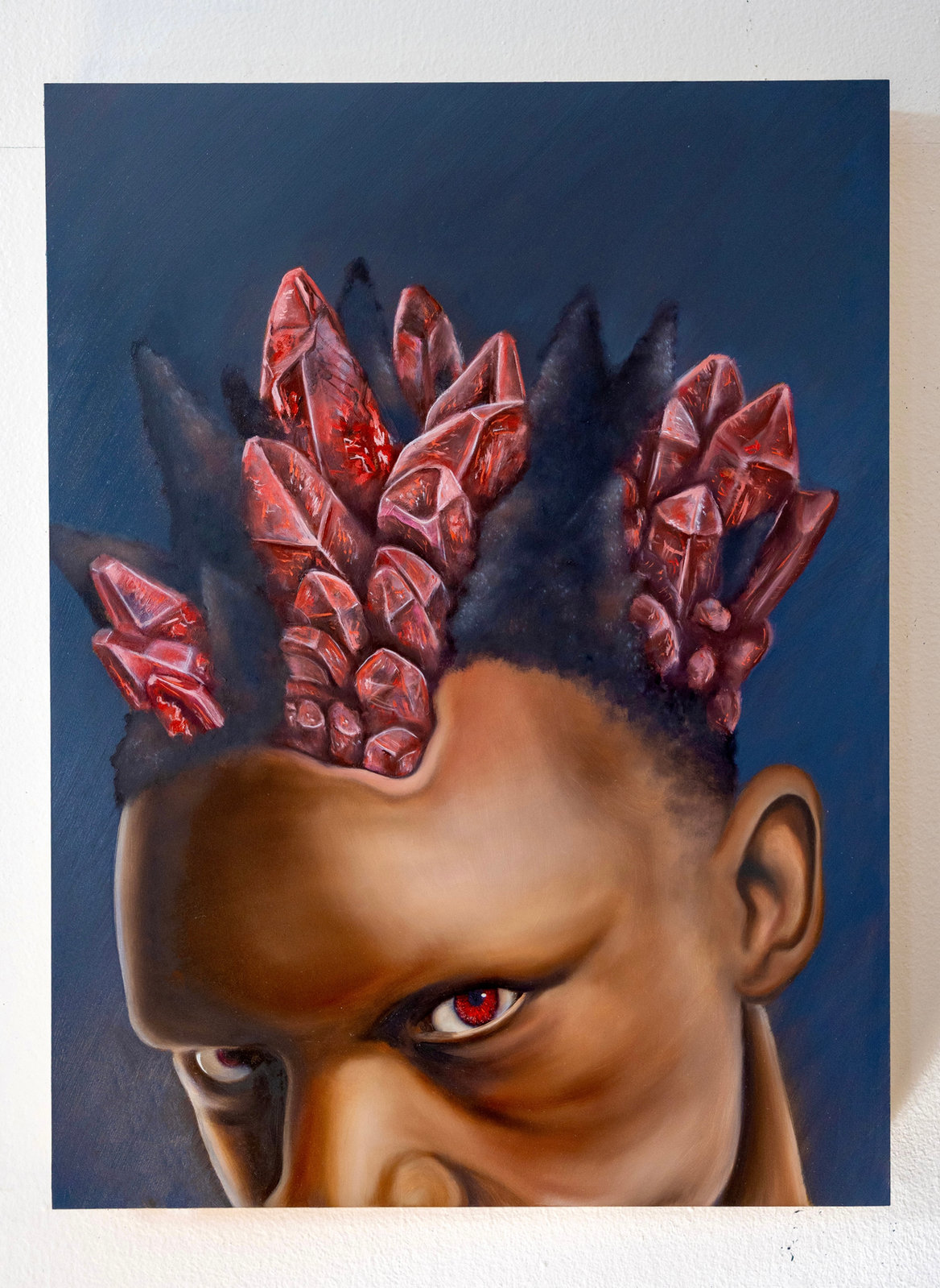 Let Me Grow (2025), oil on wood panel by Joshua Evans