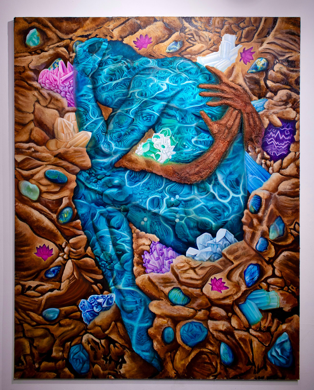 Stillness (2024), oil and pumice stone on canvas by Joshua Evans