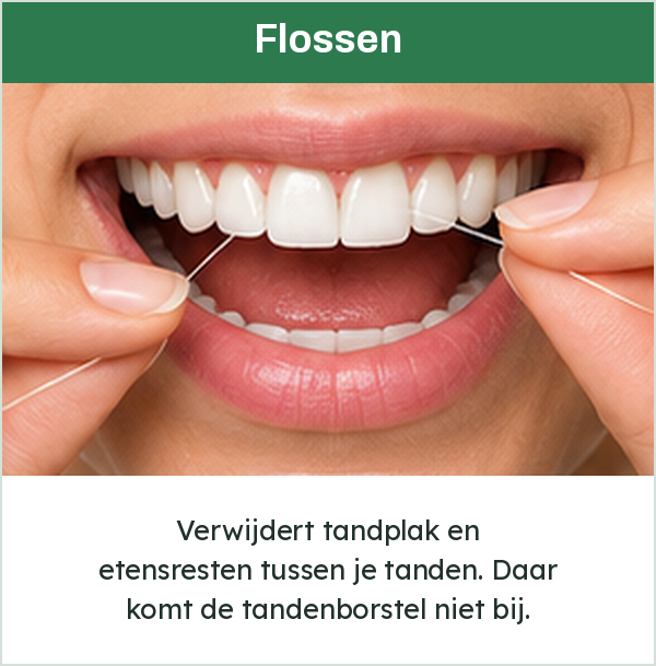 Flossen tussen de voortanden met flossdraad