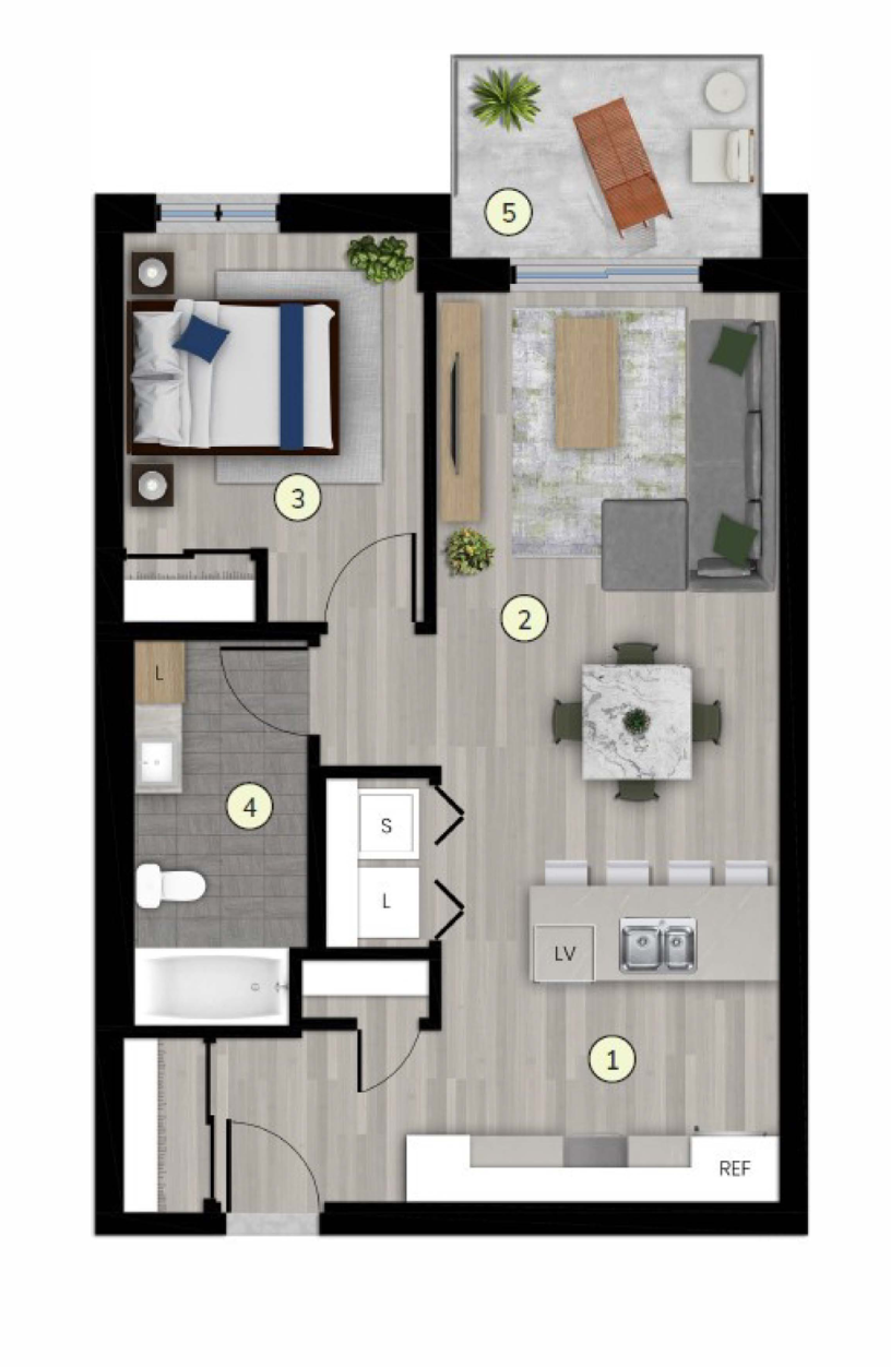 Plan du 3 ½ type 1A, 706 pi²