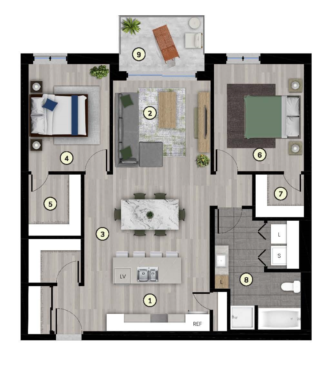Plan du 4 ½ type 2A, 1052 pi²