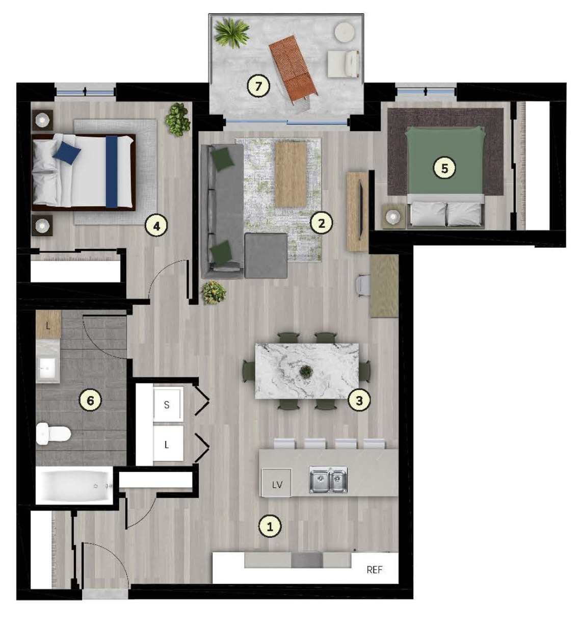 Plan du 4 ½ type 2C, 871 pi²