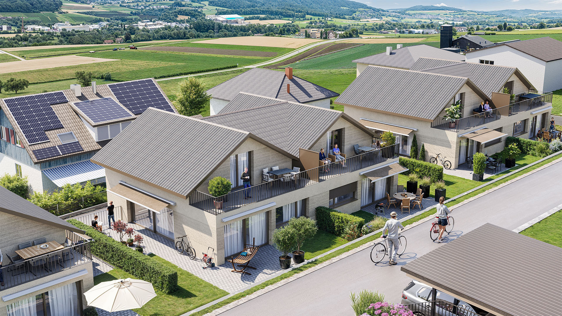 Lägernblick Hüttikon – Aussenansicht der Siedlung (Visualisierung)
