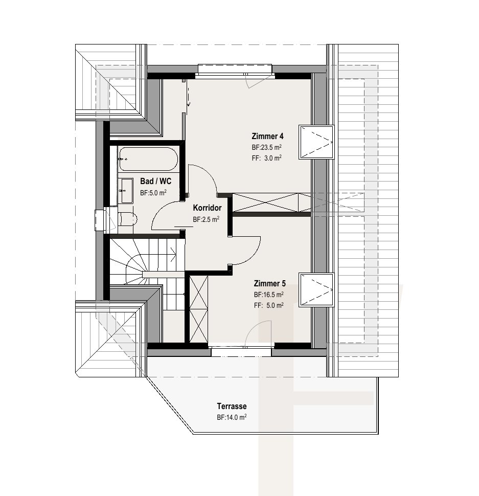 Grundriss Haus E, Obergeschoss
