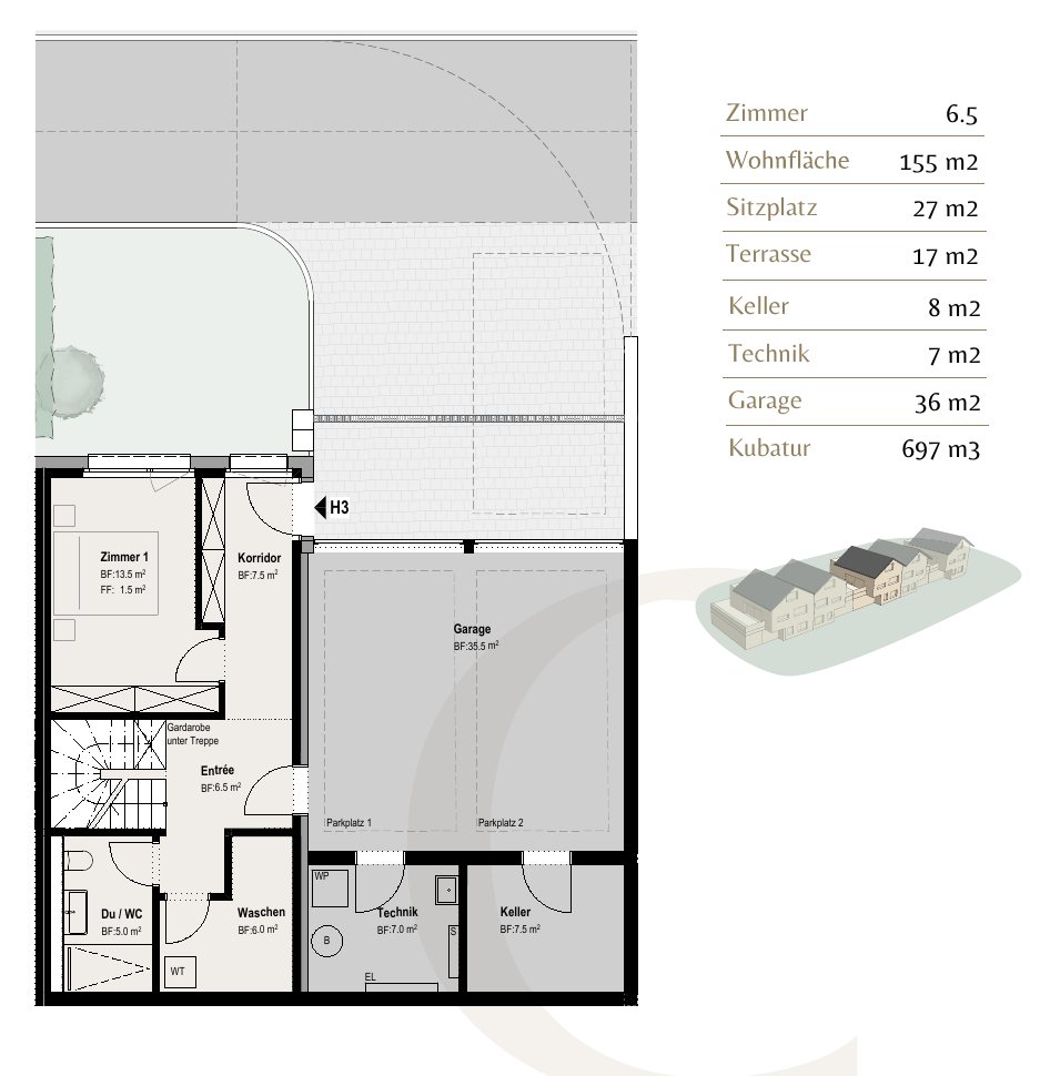 Grundriss Haus C, Untergeschoss