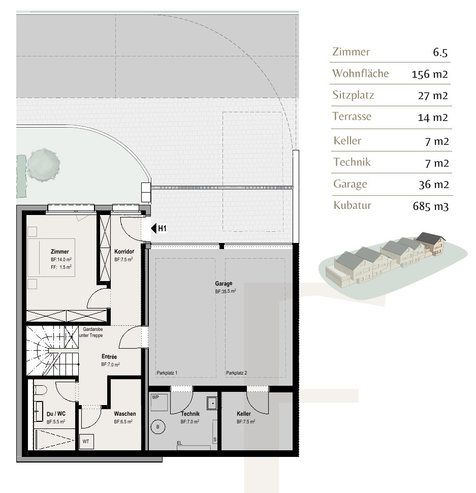 Grundriss Haus E, Untergeschoss