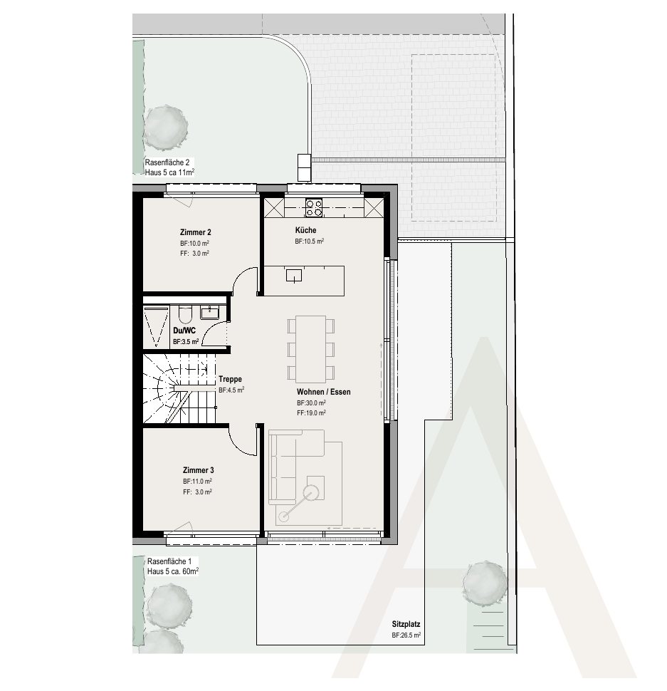 Grundriss Haus A, Erdgeschoss