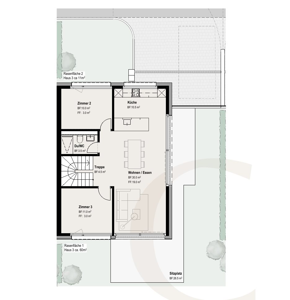 Grundriss Haus C, Erdgeschoss