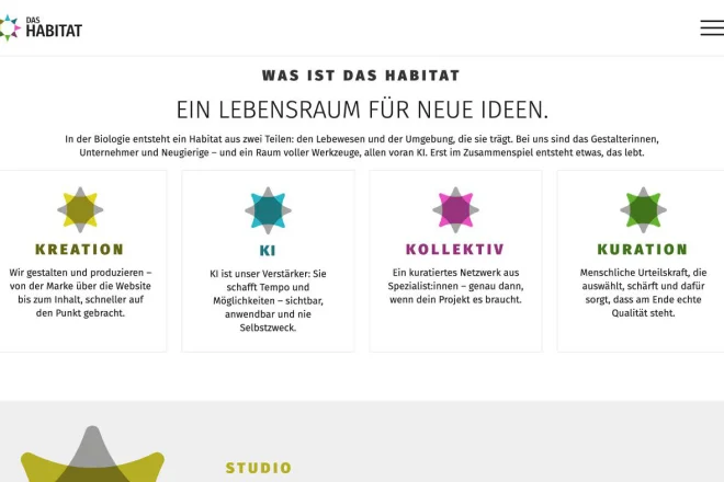 Konzeptseite der Website Das Habitat