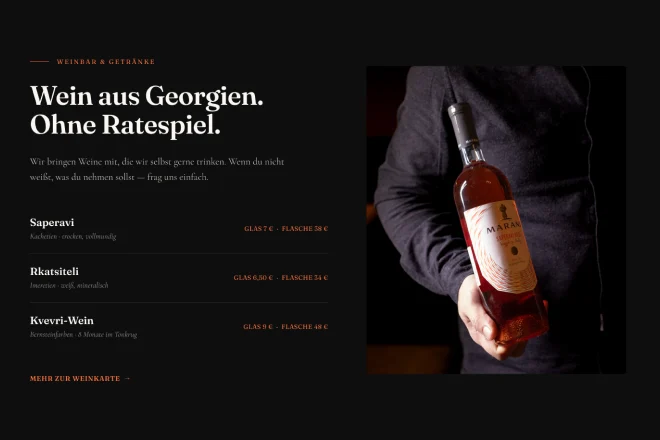 Weinbar-Bereich im Designkonzept für Schinauri