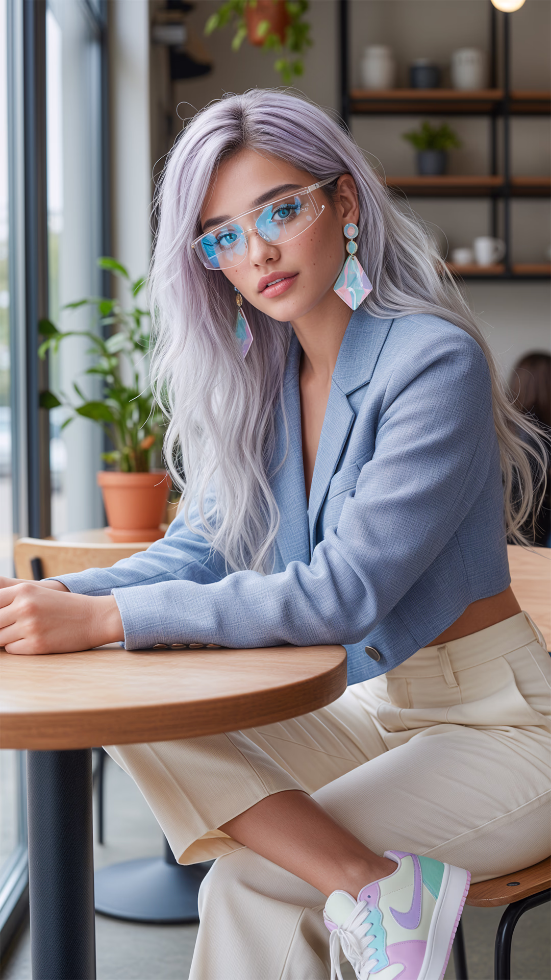 Original Hana in everyday smart-casual clothing in an indoor setting, seated in natural light.