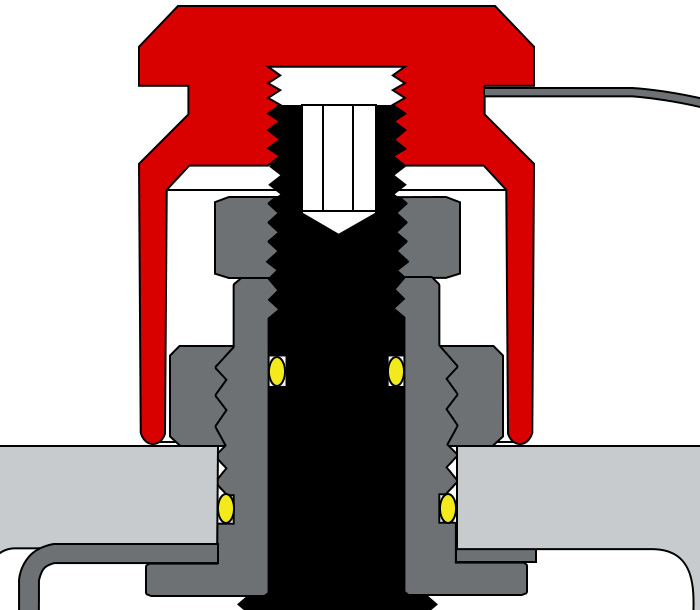 Non-rising stem cutaway