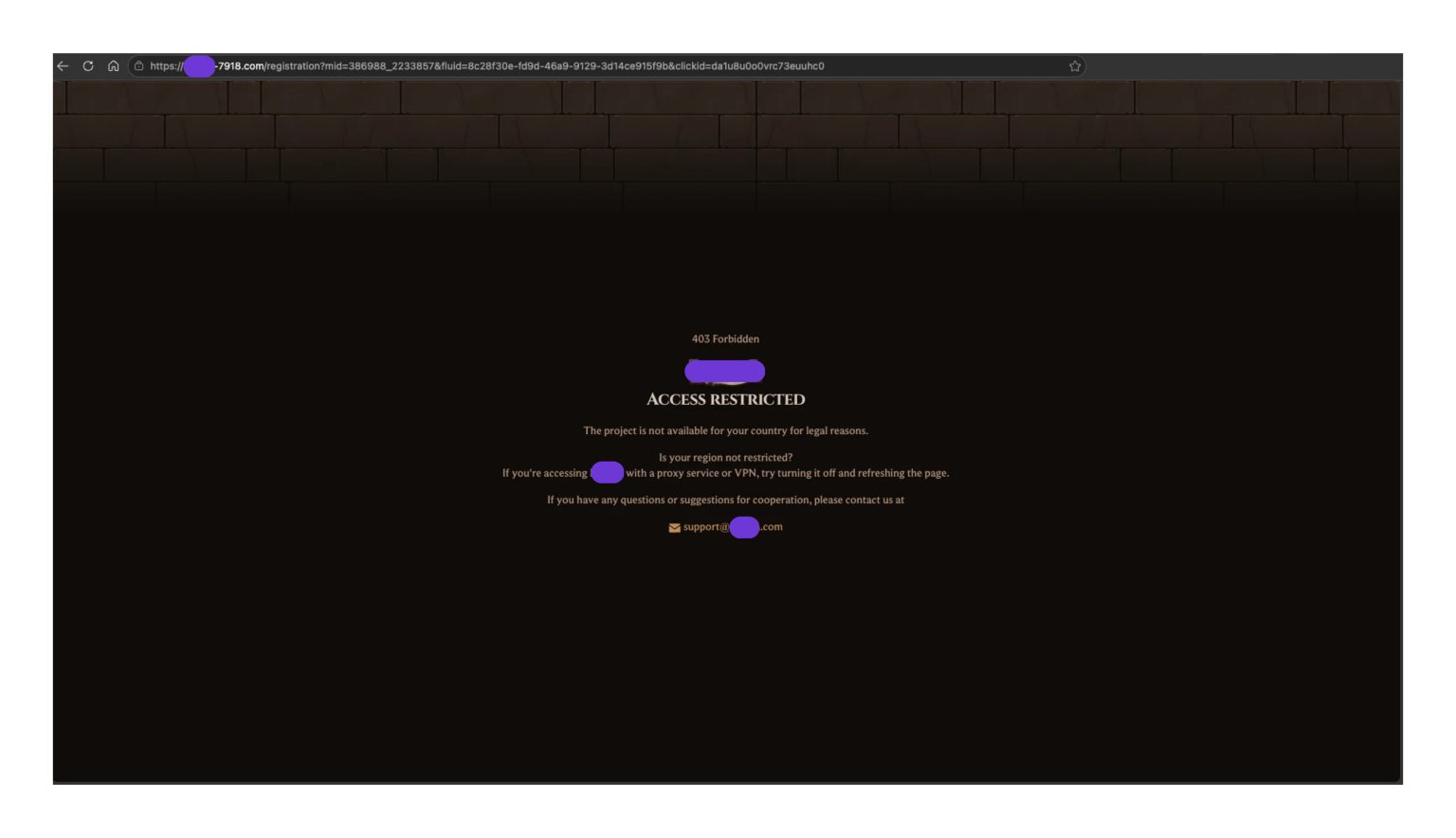 (A separate gambling website observed during testing, showing the impersonating site redirecting users to multiple third-party destinations.)