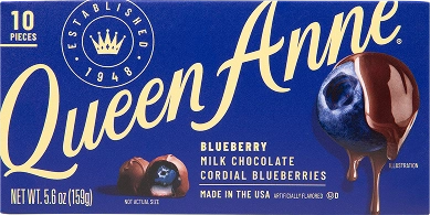 Queen Anne Blueberry Milk Chocolate Cordial Blueberries.