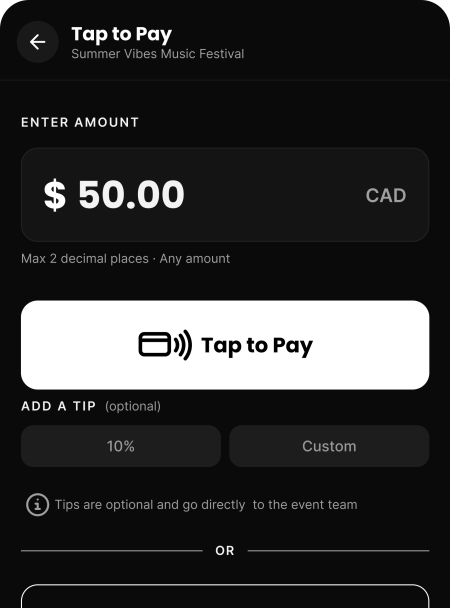 Contactless Tap to Pay screen