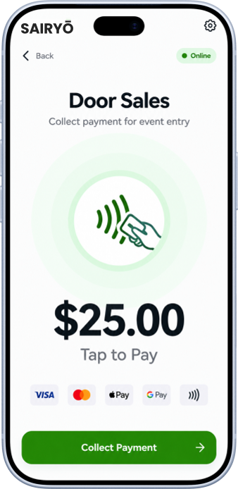 Door sales and Tap to Pay screen