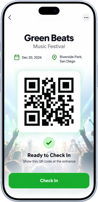 Attendee QR check-in screen