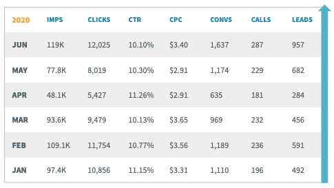 O'Brien Auto Group Paid Search SEM Results Year-to-Date.