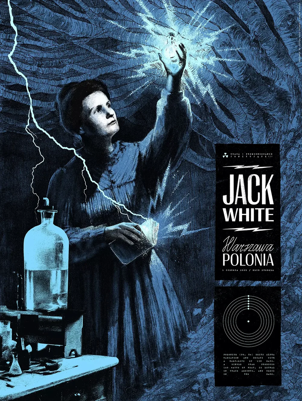 Jack White, Warsaw gig poster with Marie Curie