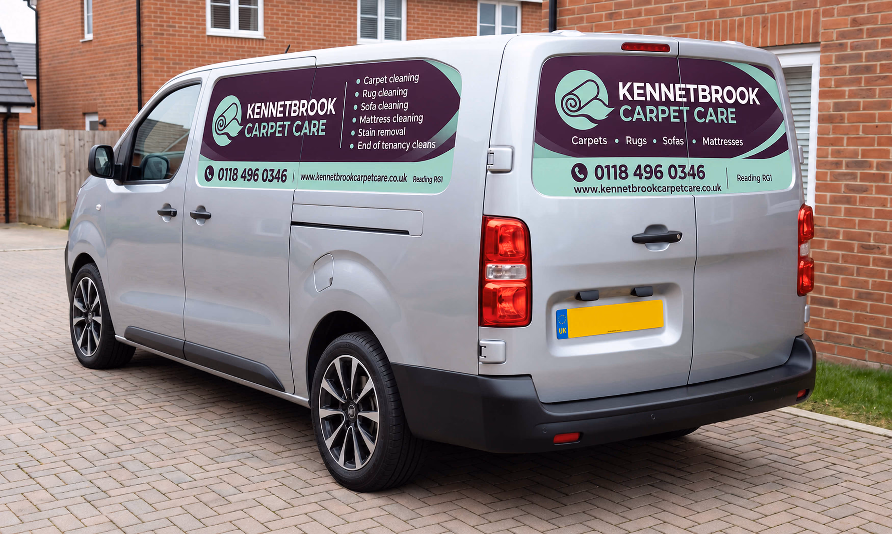 Magnetic van signs on a Vauxhall Vivaro for a carpet cleaner, made by FLG