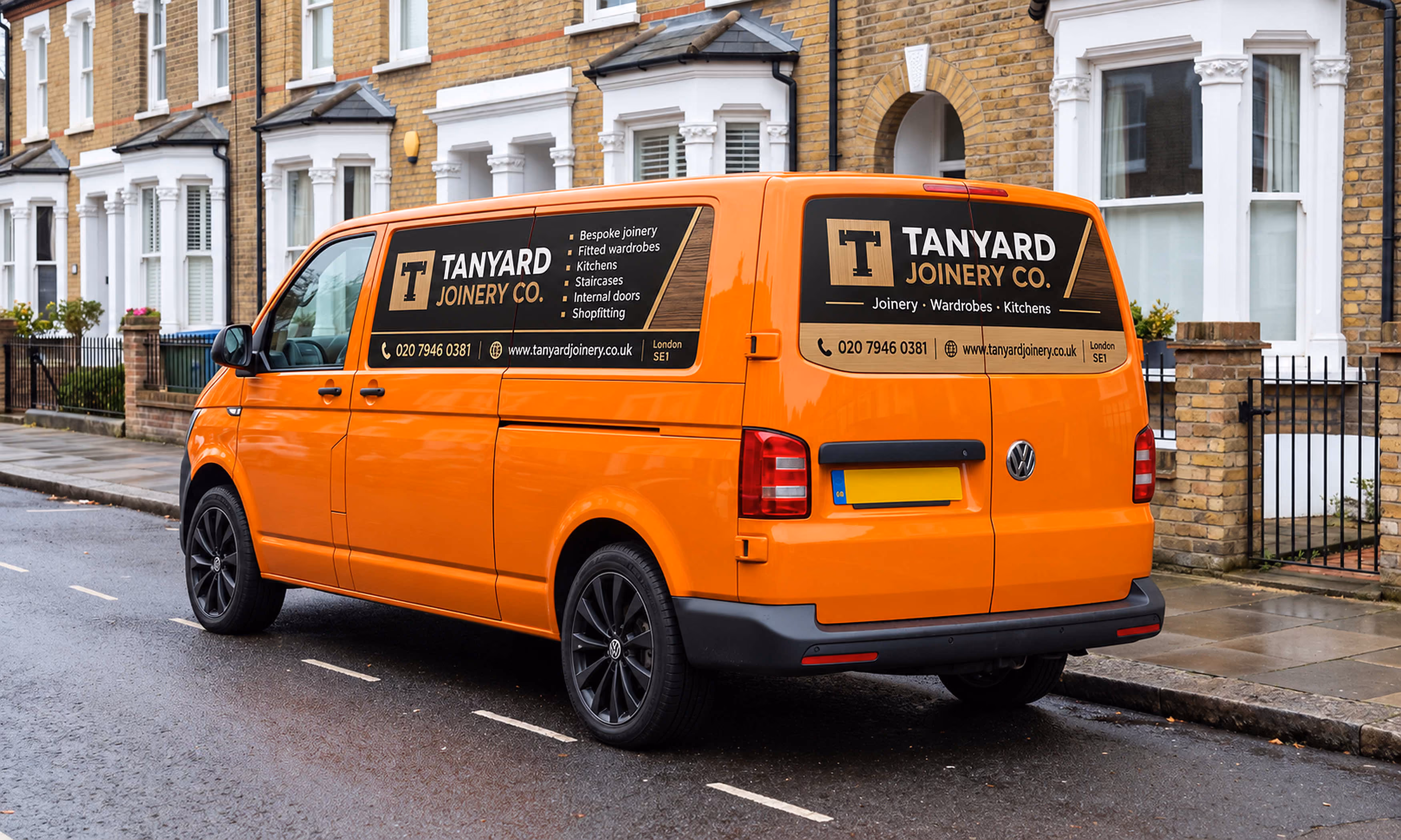 Magnetic van signs on a Volkswagen Transporter for a joiner, made by FLG