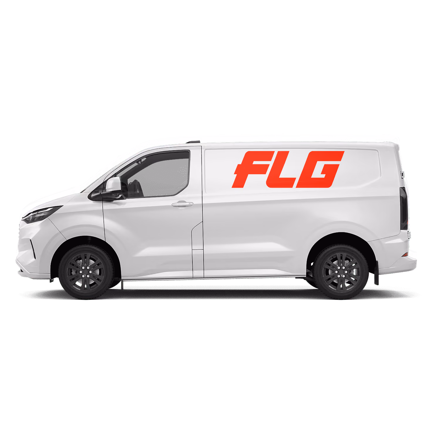 Vinyl van signs: FLG lettering on the side panel of a white van