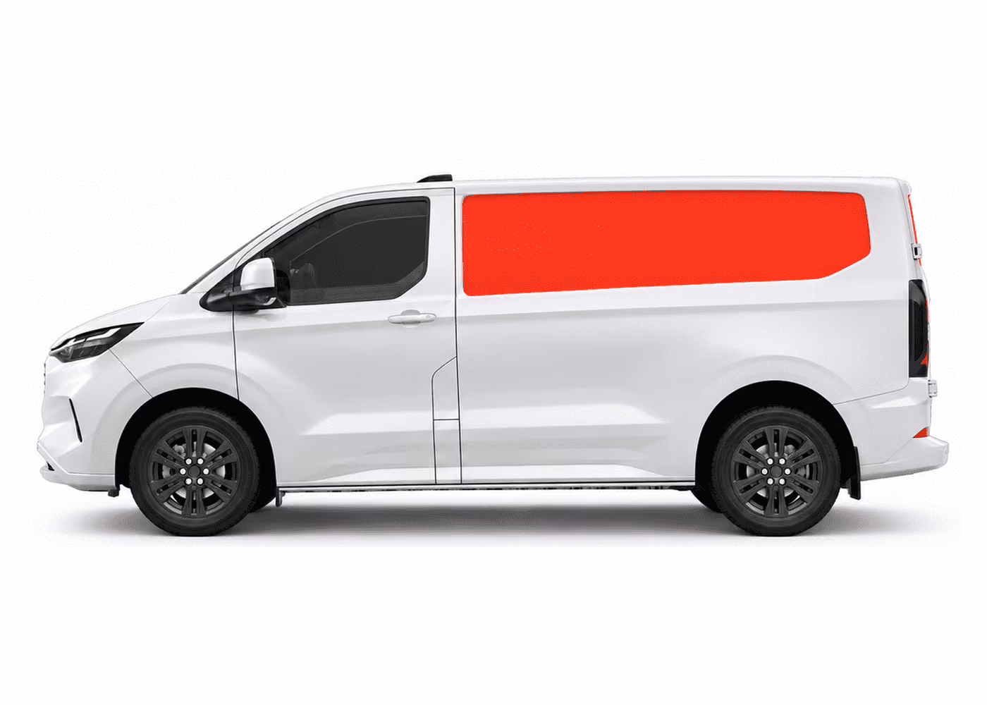 Magnetic van signs: side panel placement shown in red on a white van