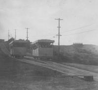 The Florence and Virginia cable cars passing on the Mt. Washington incline railway, 1916