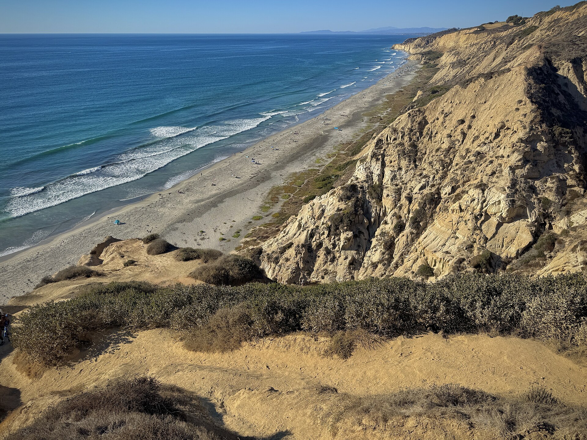 Sandstone cliffs and beach at Torrey Pines