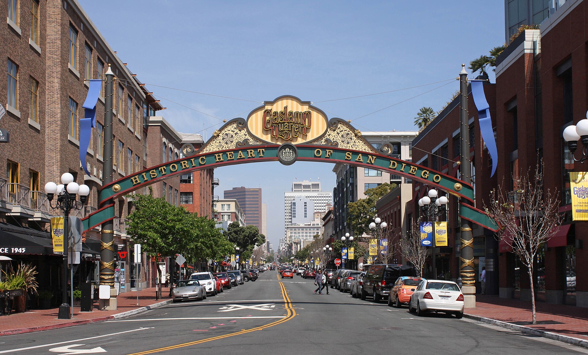 The Gaslamp Quarter arch over Fifth Avenue