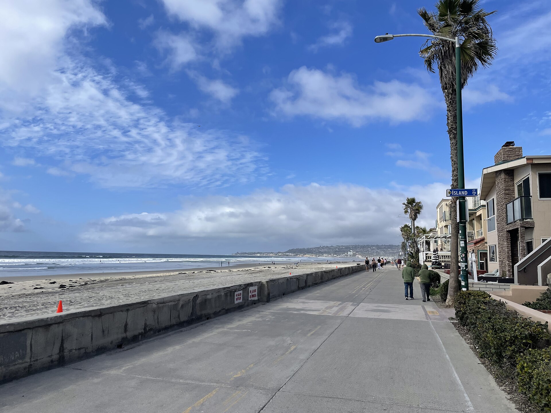 The Mission Beach boardwalk by the ocean, San Diego