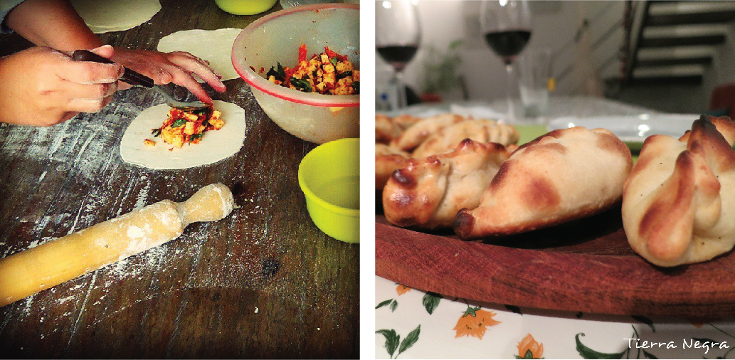 FIlling and finished Empanadas.