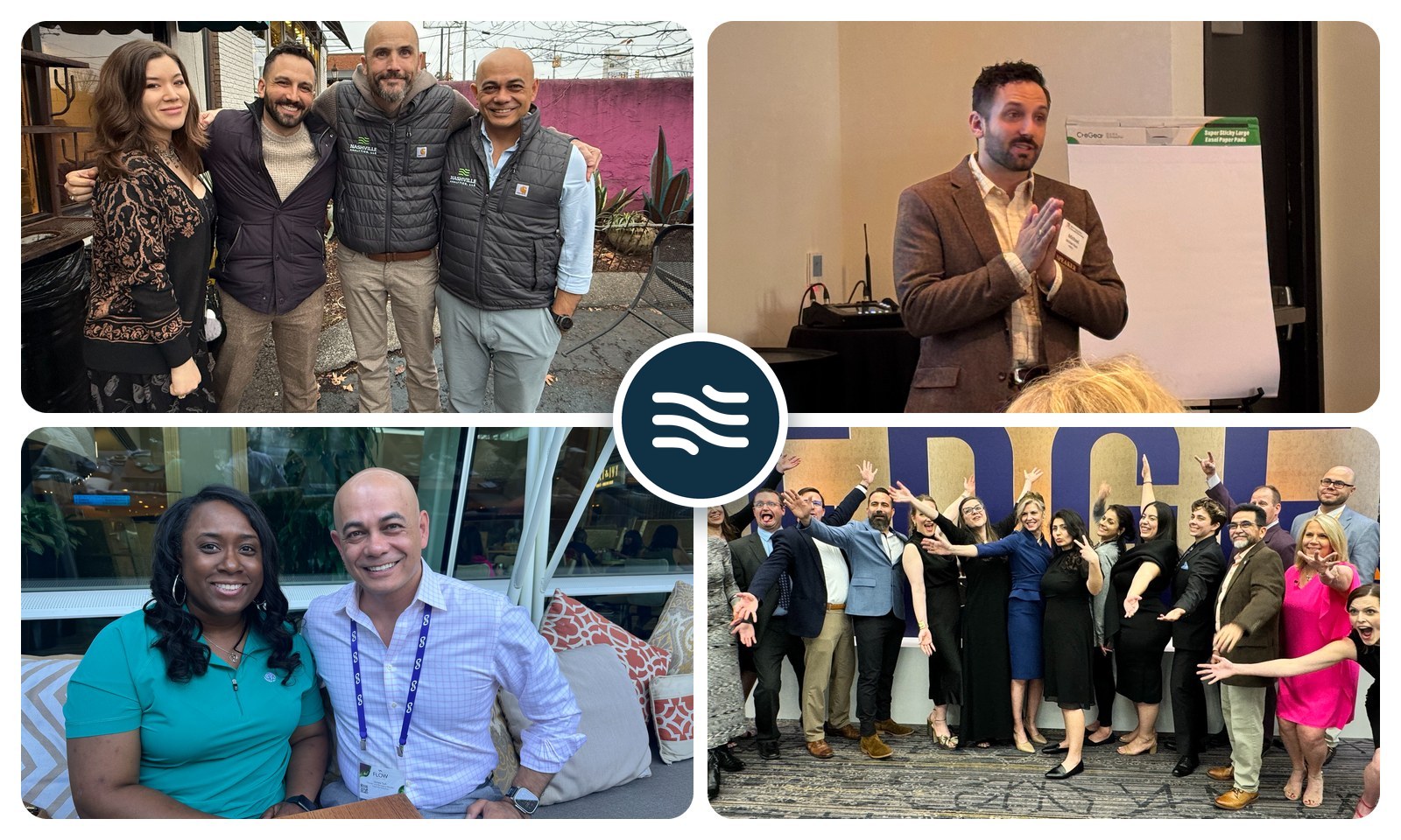 The Nashville Analytics team with clients at workshops and events