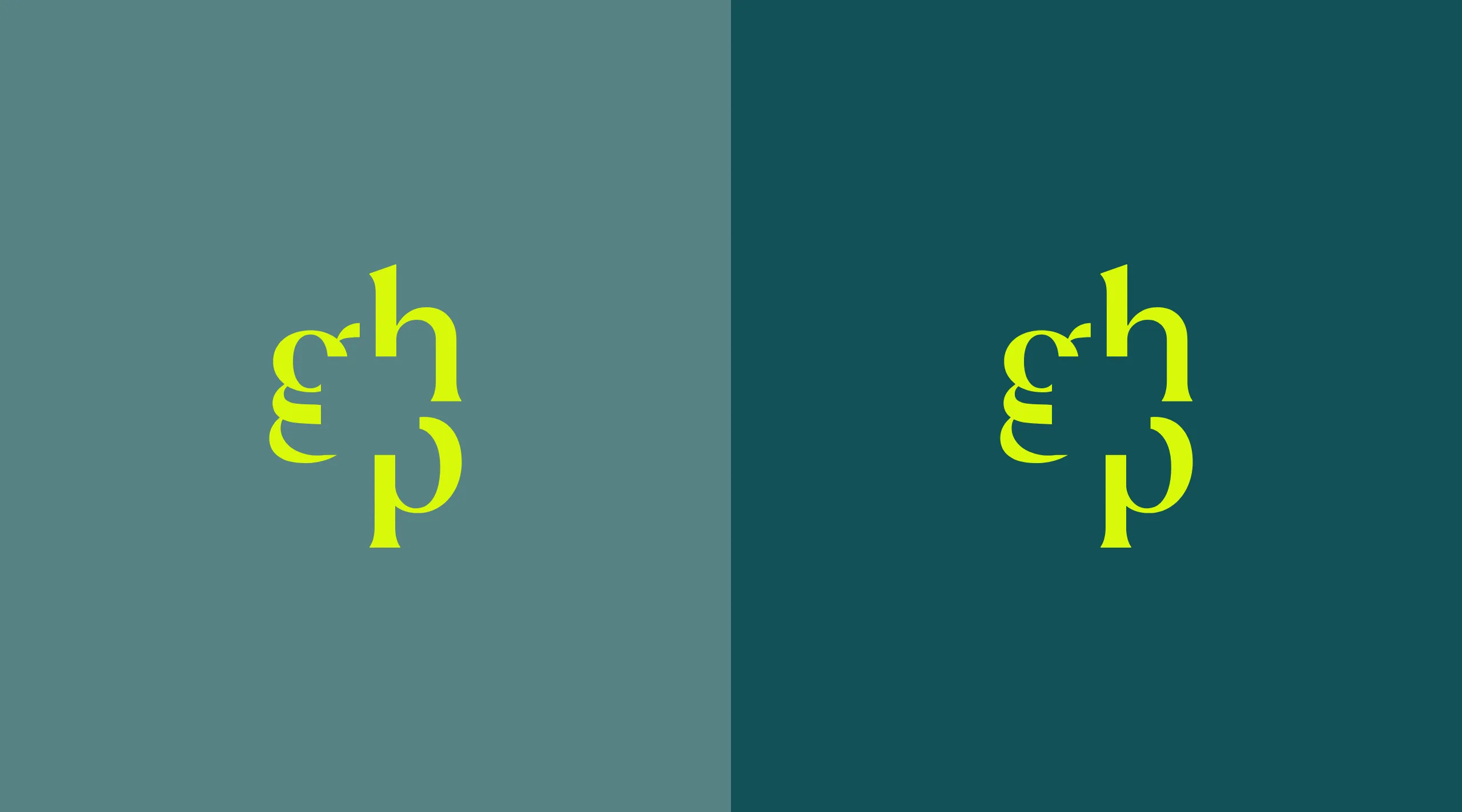 Bildmarke ghp in Neon Lime auf Hellpetrol und Mittelpetrol