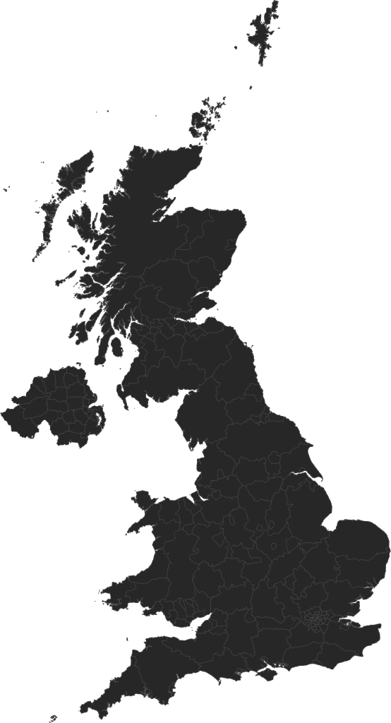 Map of the United Kingdom showing Venturi dealer locations