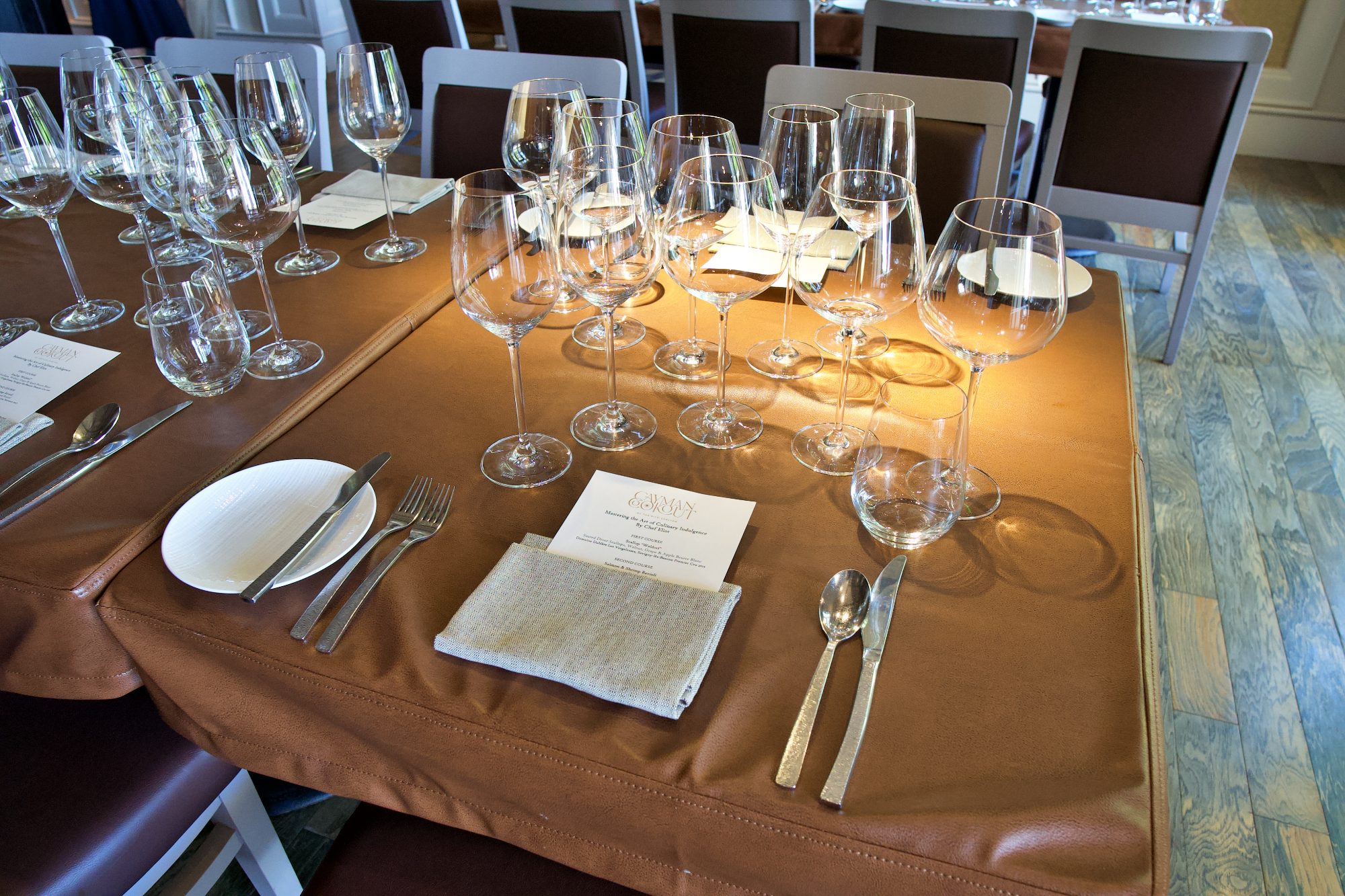 Wines set out on a tasting table