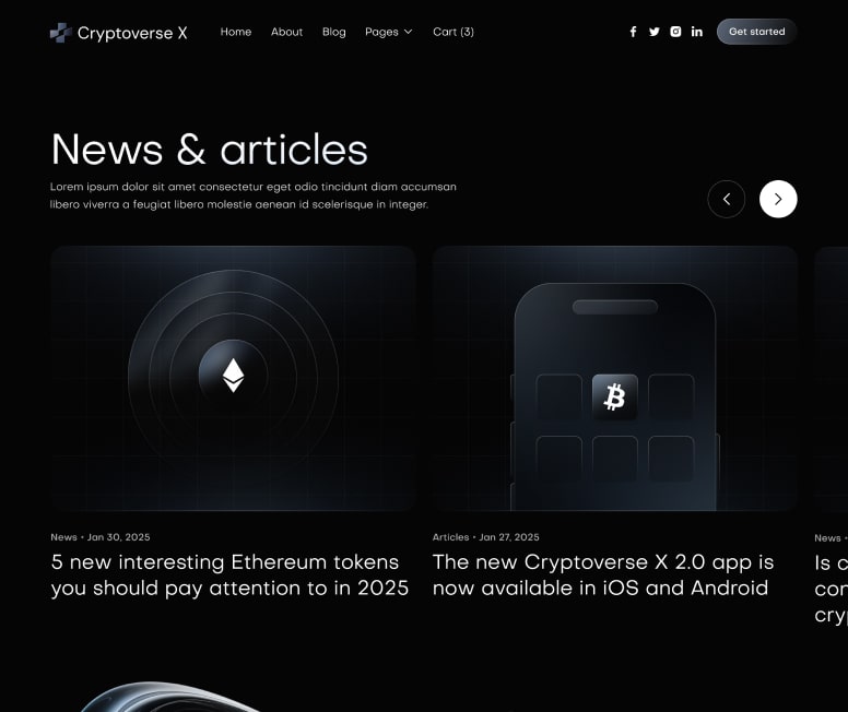 Cryptoverse X - Blog V3 Page - Crypto Webflow Template